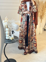C RTW 09 Cinnamon Pleated Print Abaya