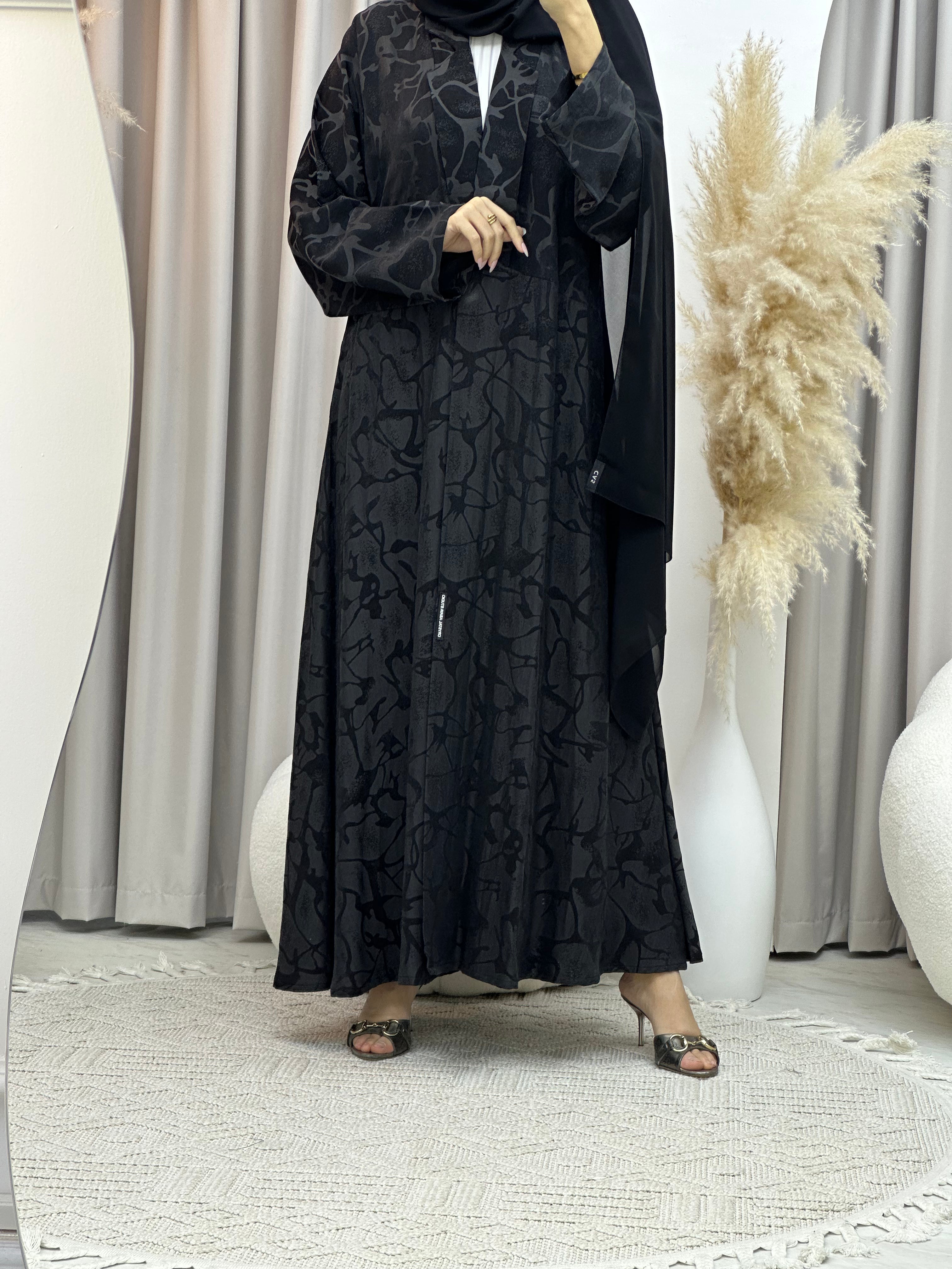 C Black Work Abaya 184