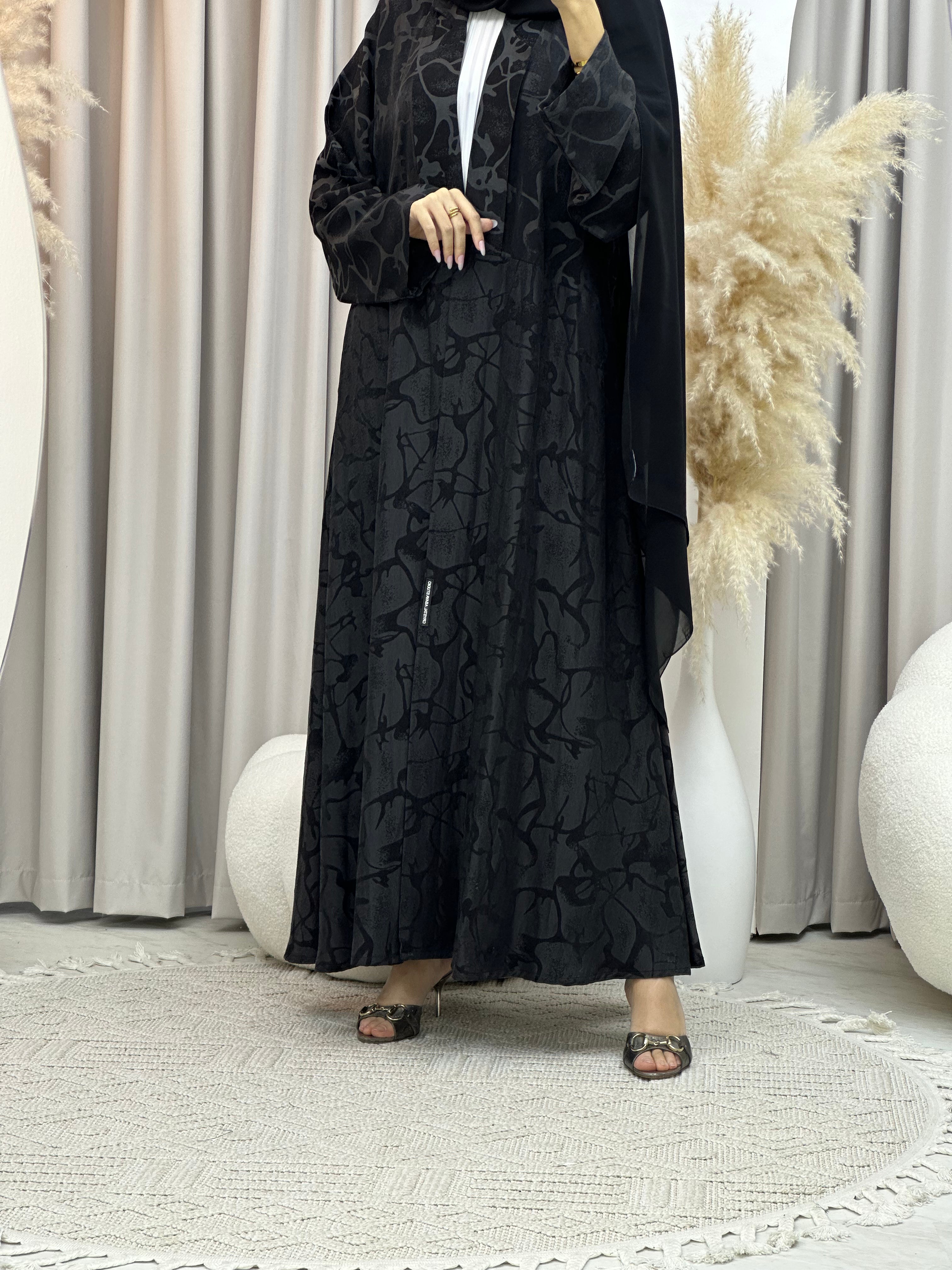 C Black Work Abaya 184