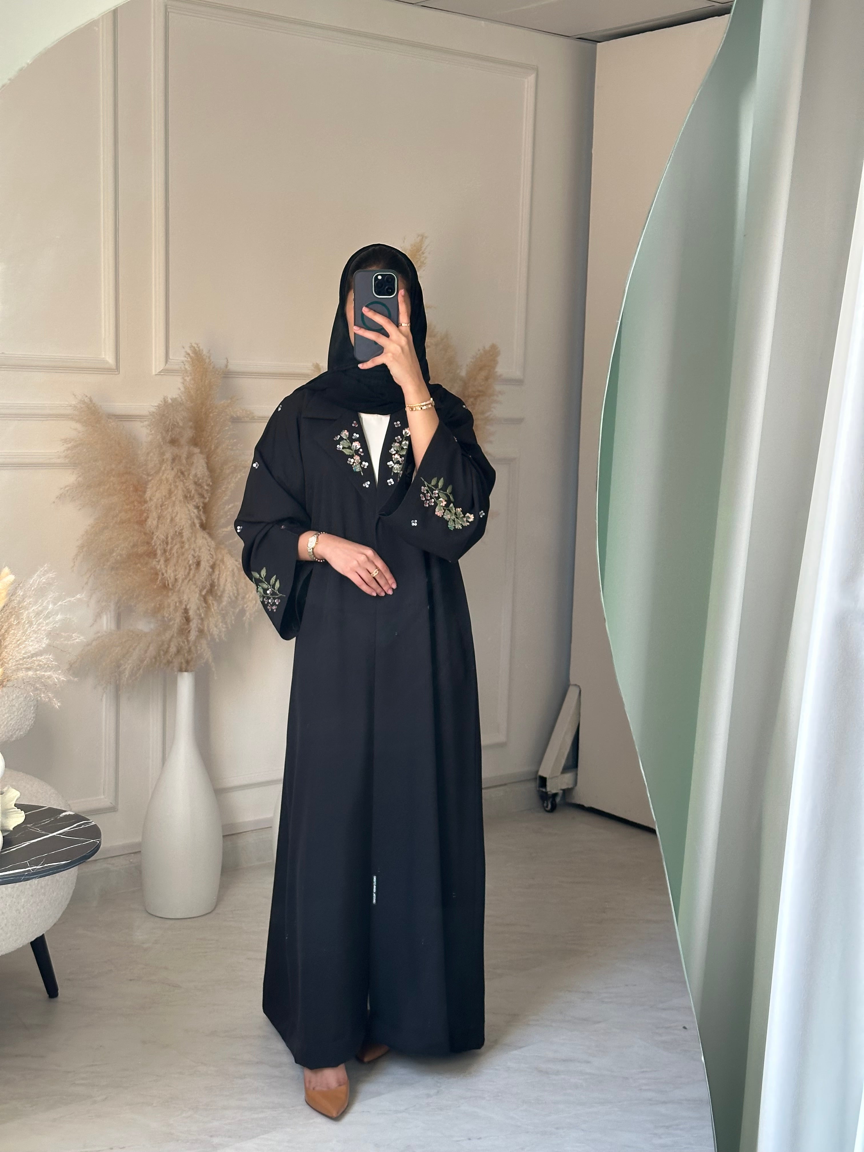 C 1054 Black Embroidered Abaya