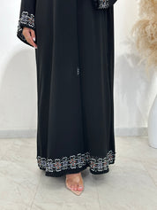 C 1484 Black Floral Embroidered Abaya