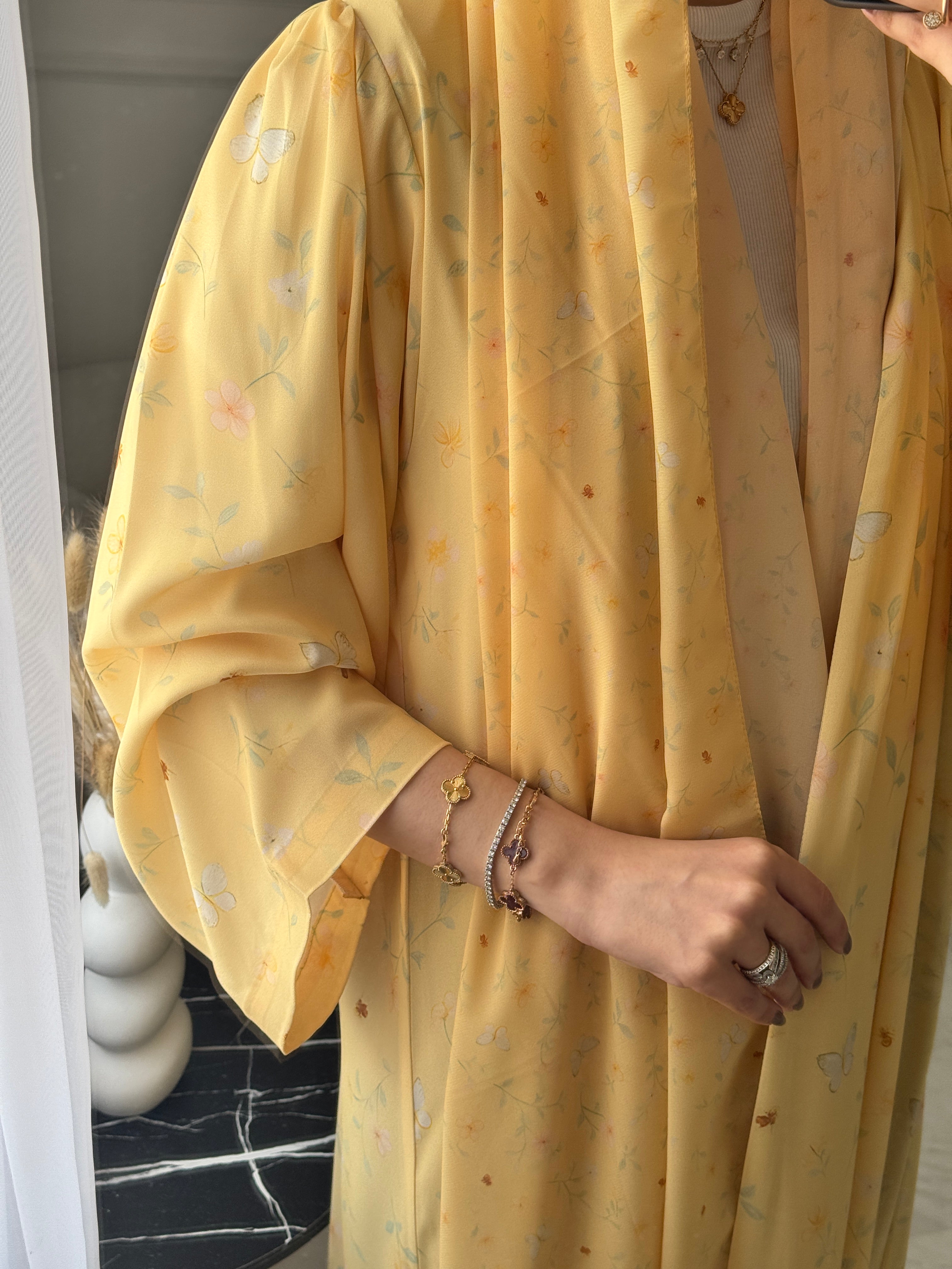 C 1251 Honey Gold Printed Abaya