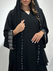 C 1484 Black Floral Embroidered Abaya