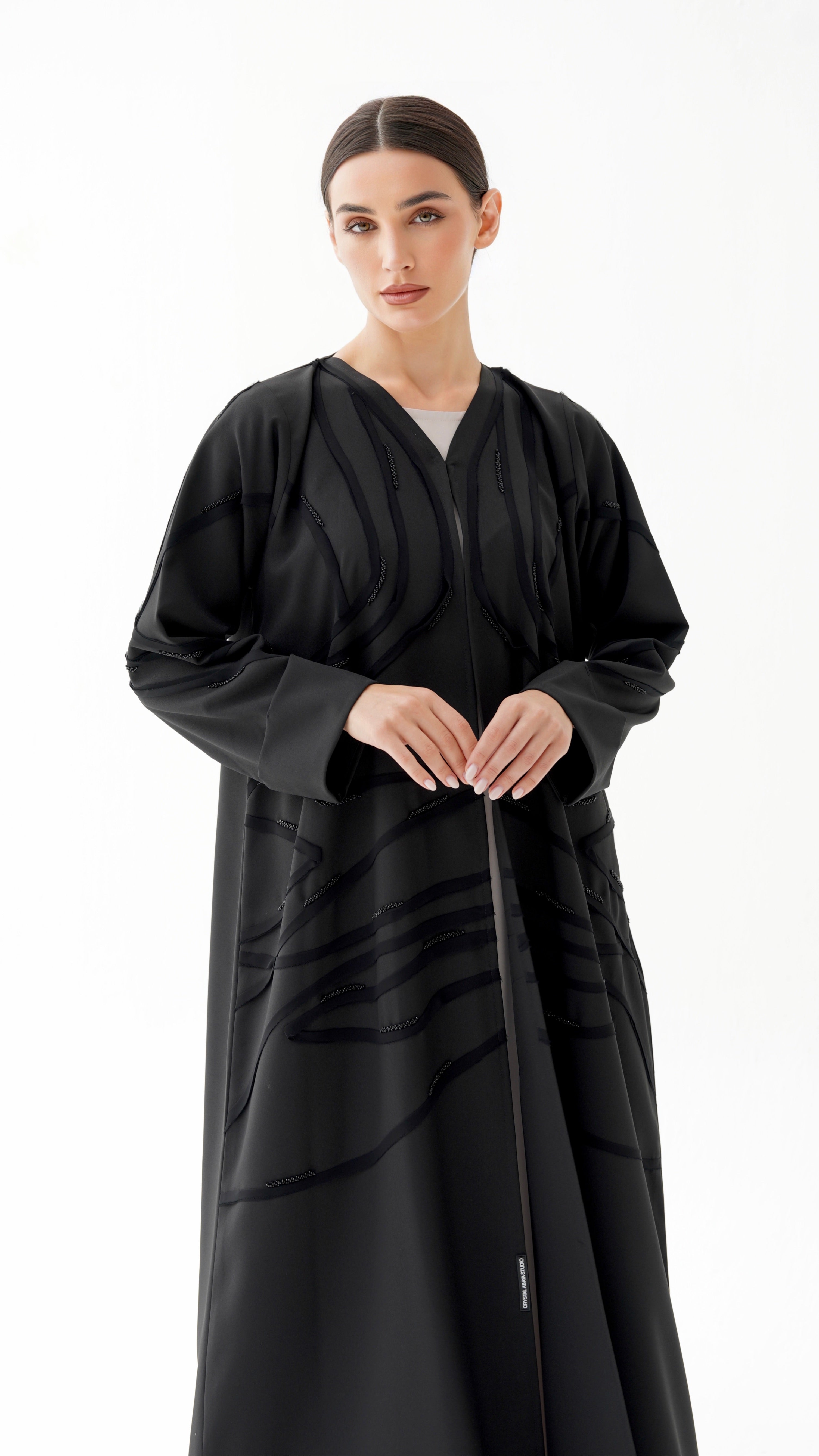 C 1477 Black Beaded Abaya