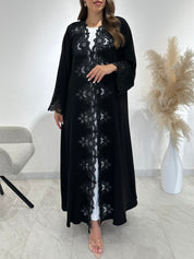 C 1486 Black Crystal Lace Abaya