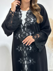 C 1486 Black Crystal Lace Abaya
