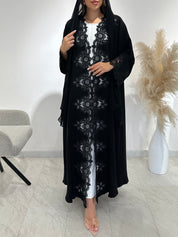 C 1486 Black Crystal Lace Abaya