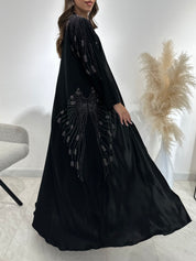 C 1487 Black Crystals Abaya