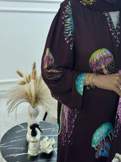 عباية مطبوعة جيلي بنية C 1249