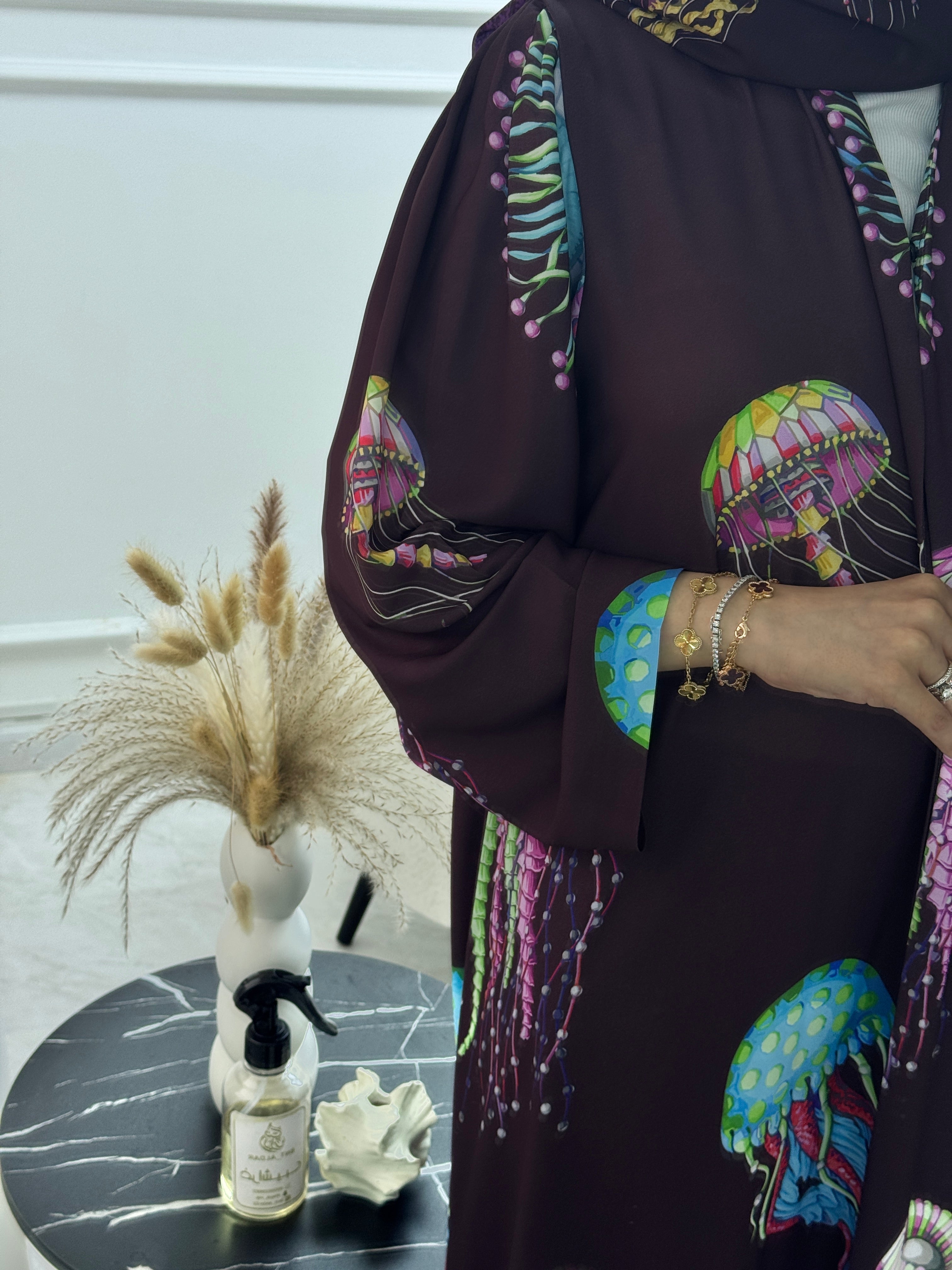 عباية مطبوعة جيلي بنية C 1249