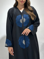 C 1490 Black Floral Beaded Abaya