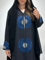 C 1490 Black Floral Beaded Abaya