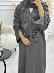 C 1068 Brown Beaded Abaya