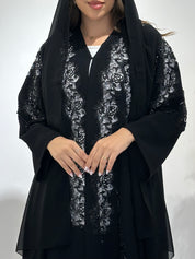 C 1492 Black Beaded Lace Abaya