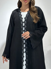 C 1493 Black Crystals Lace Abaya