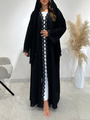 C 1493 Black Crystals Lace Abaya
