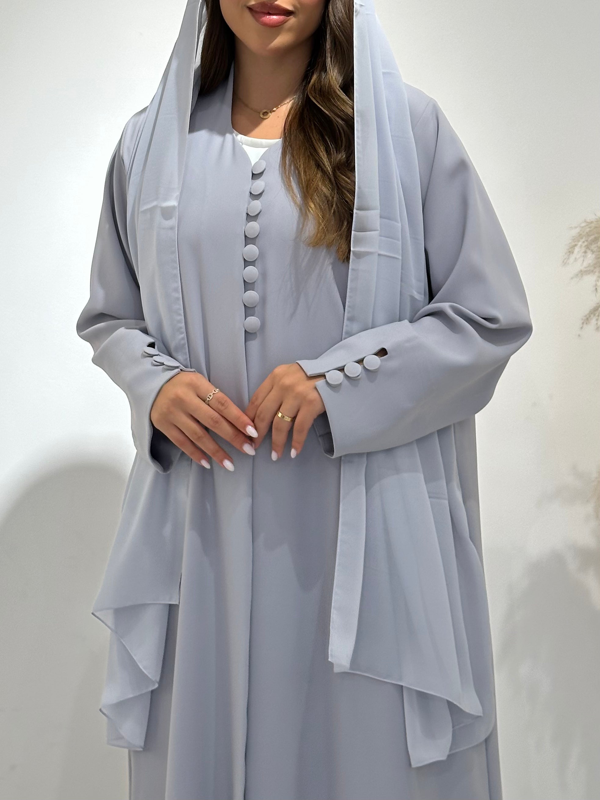 C 1496 Cloudy Grey Abaya