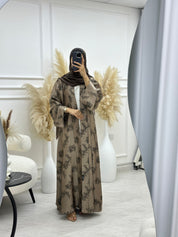C 1063-03 Brown Printed Abaya