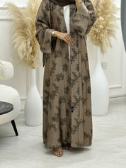 C 1063-03 Brown Printed Abaya