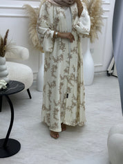 C 1063-02 Beige Printed Abaya