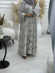 C 1063-01 Light Grey Printed Abaya