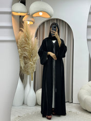 عباية كلاسيكية سوداء من الدانتيل C 0559