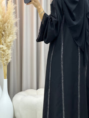 عباية كلاسيكية سوداء من الدانتيل C 0559