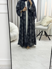 C 1280-03 Dark Grey Dantel Abaya