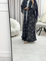 C 1280-03 Dark Grey Dantel Abaya