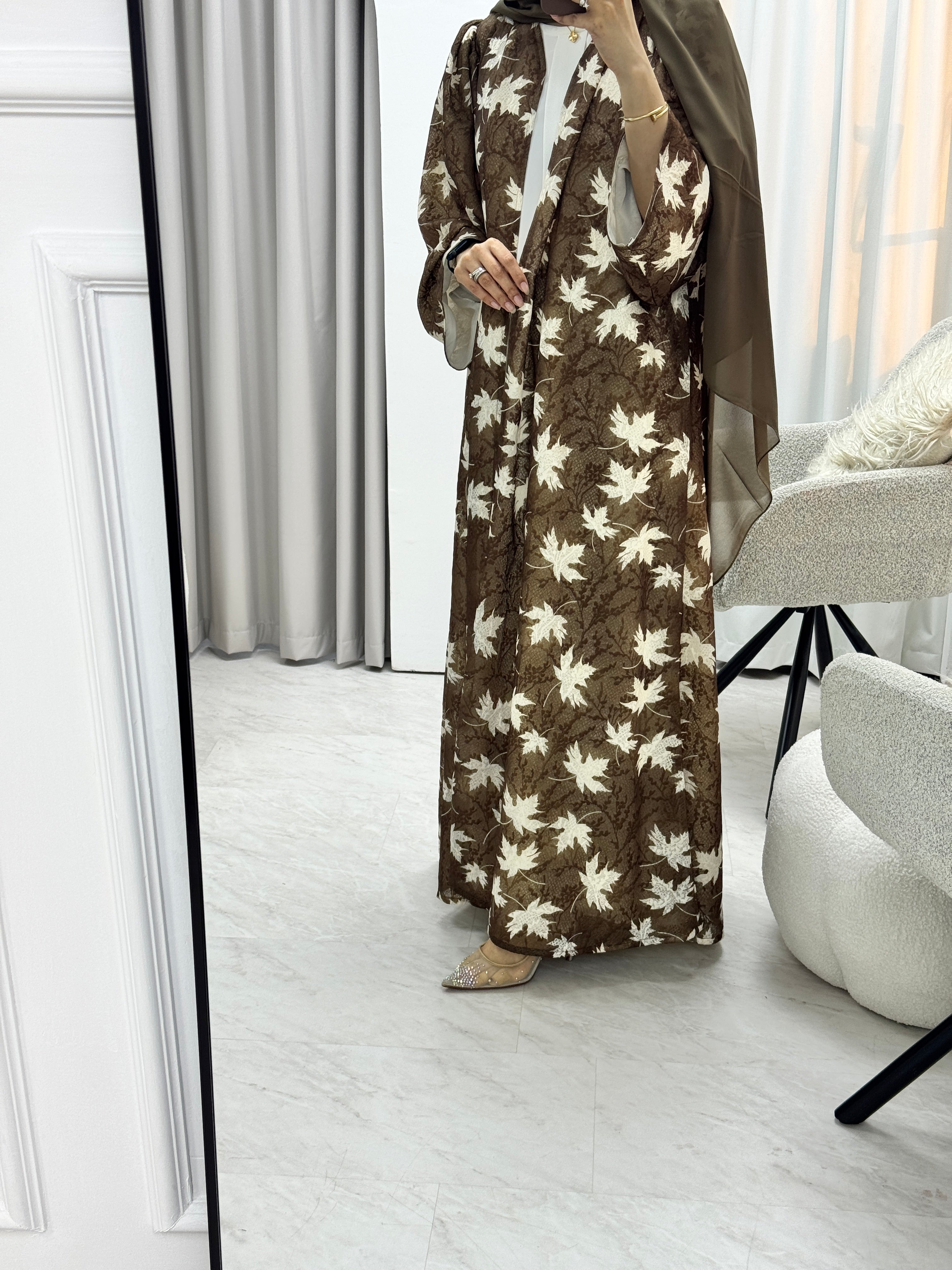 C 1280-02 Cedar Dantel Abaya