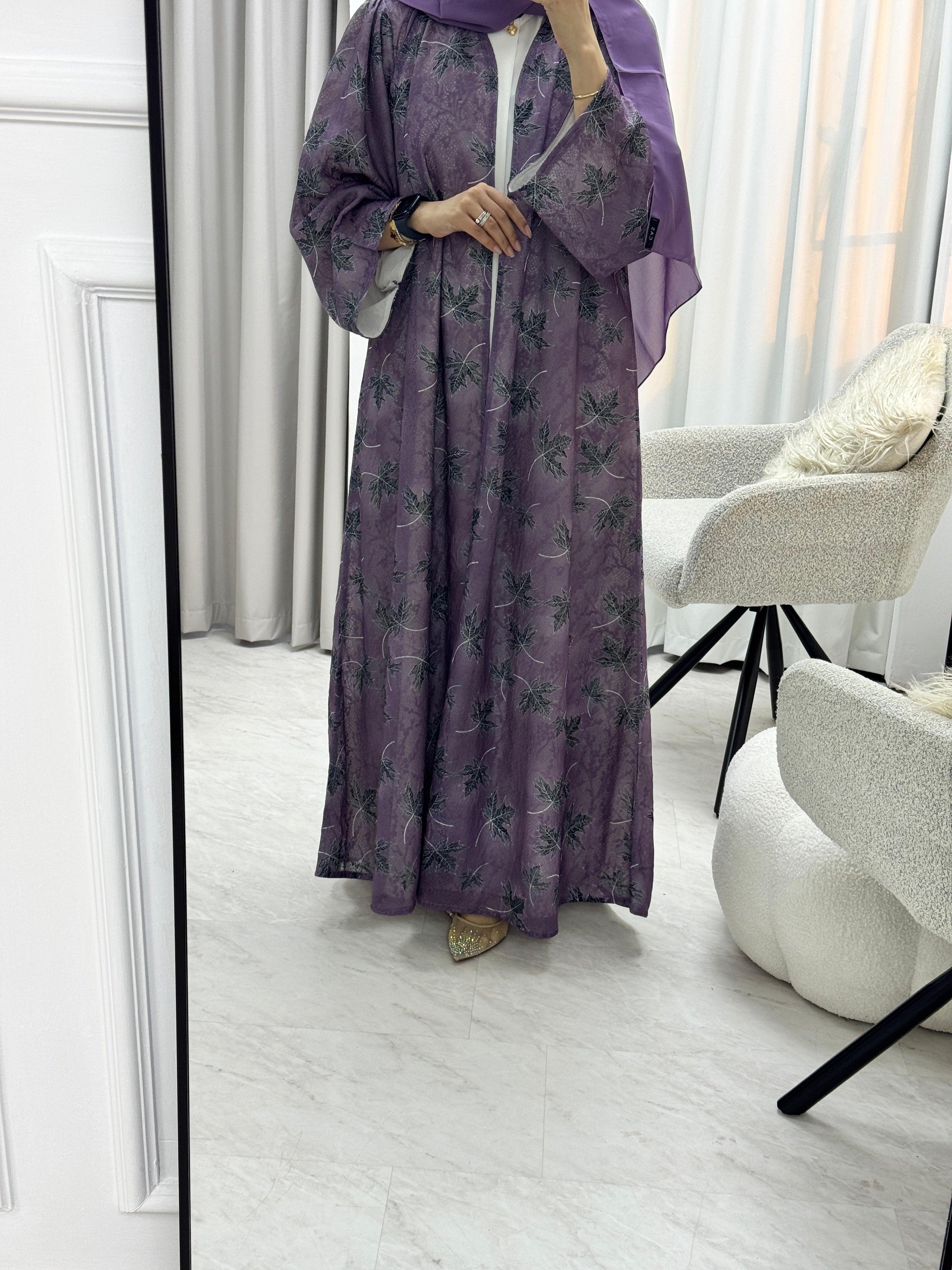 C 1280-01 Violet Dantel Abaya