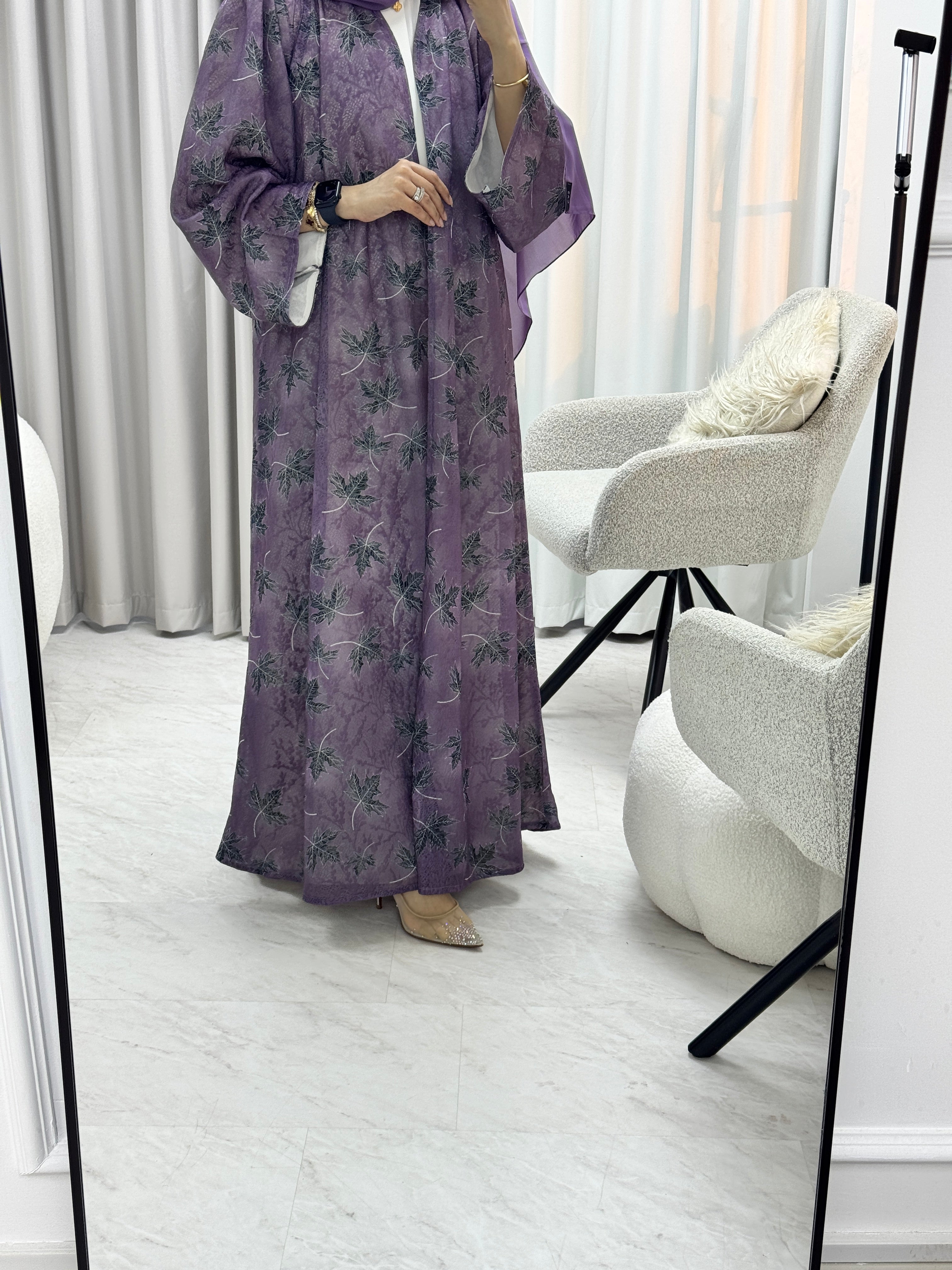 C 1280-01 Violet Dantel Abaya