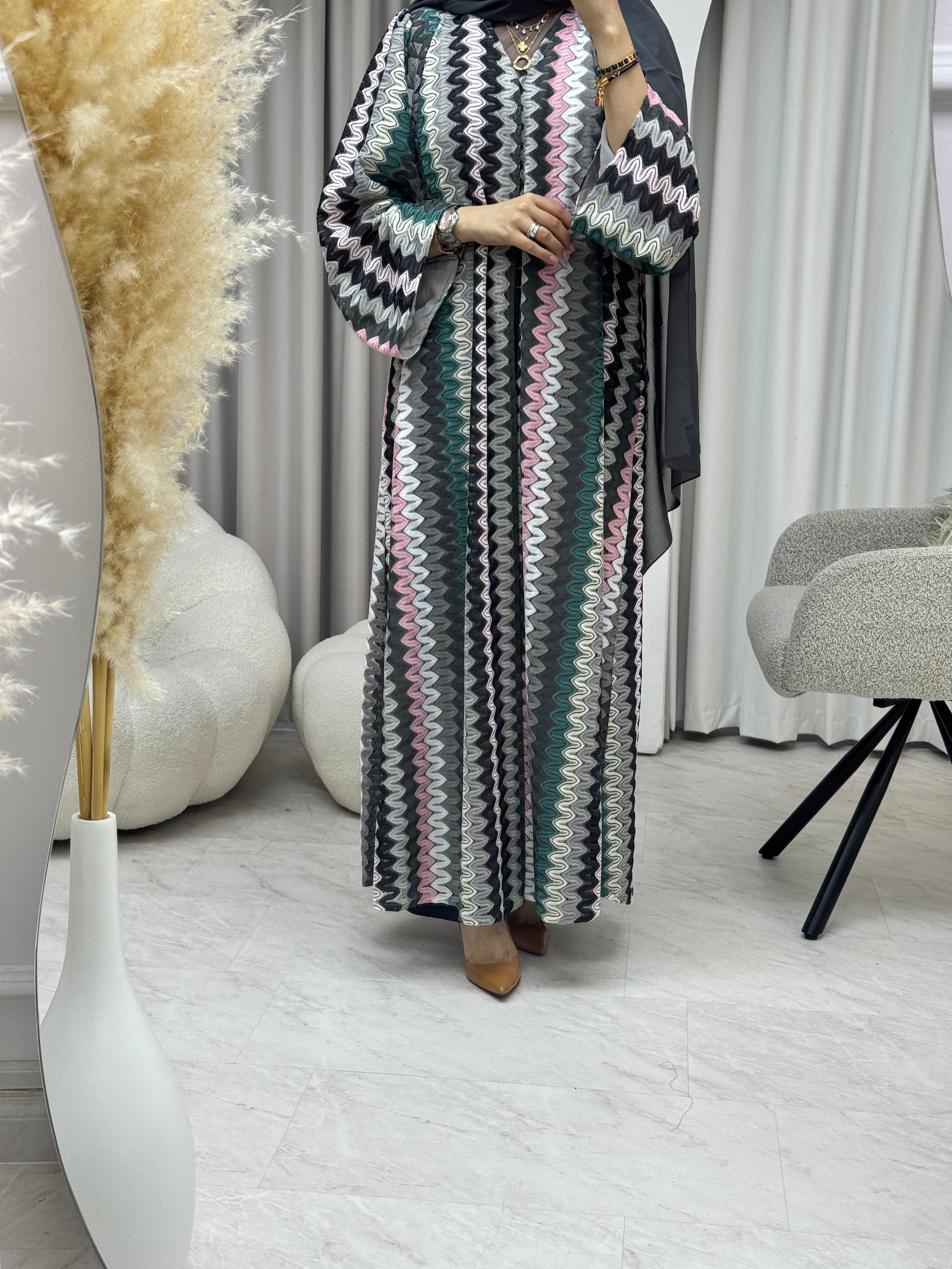 عباية موجة فضية خضراء C 1283-02