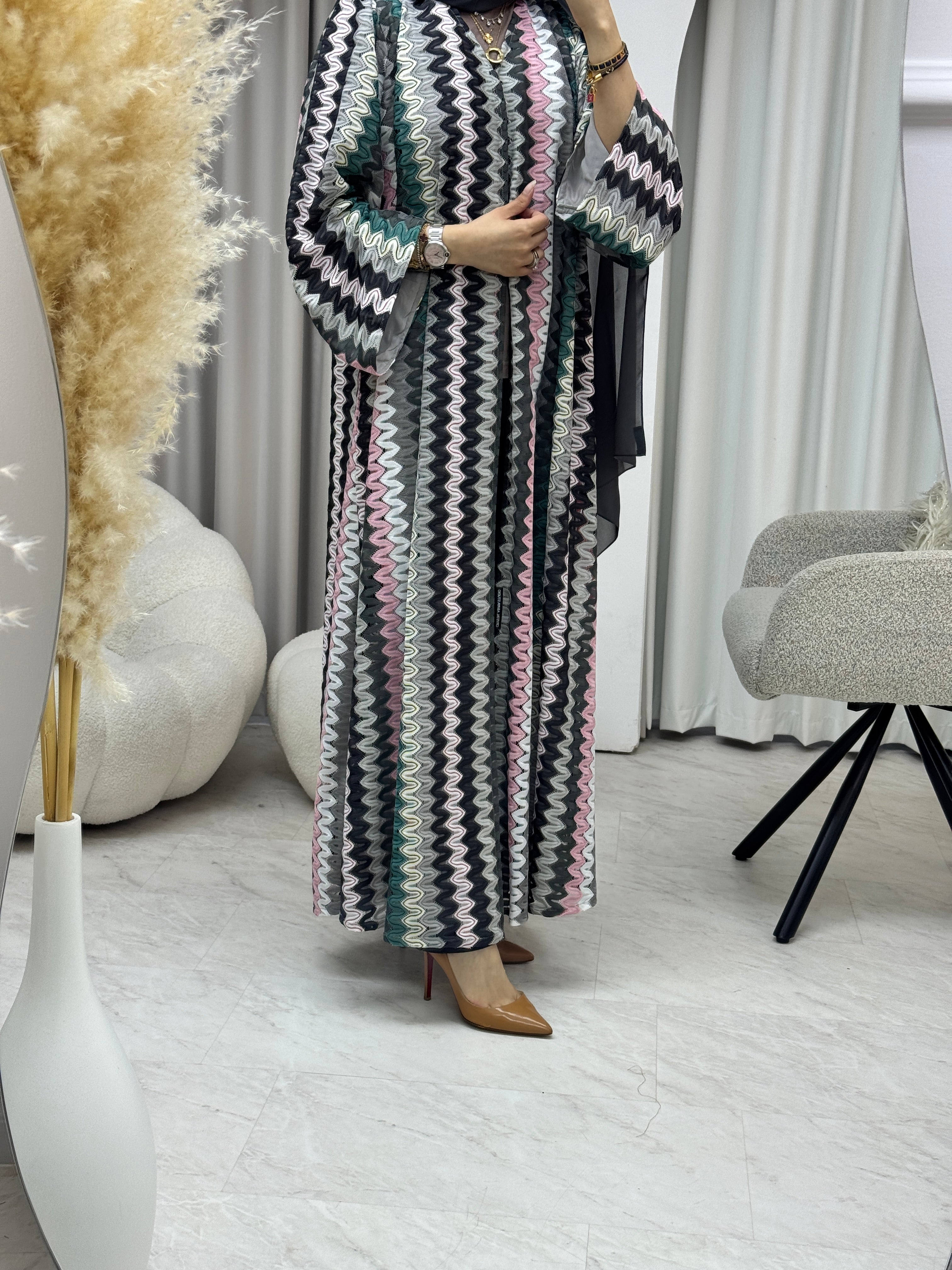 عباية موجة فضية خضراء C 1283-02