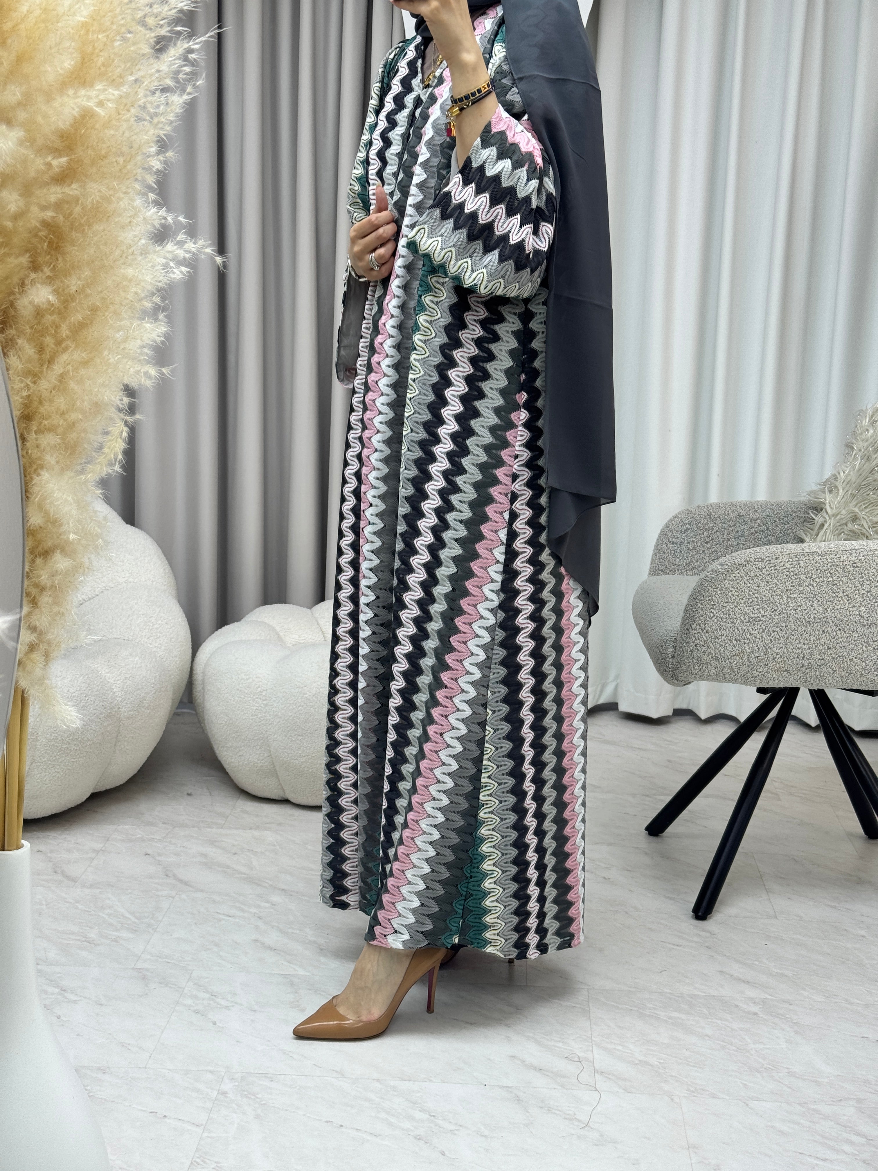 عباية موجة فضية خضراء C 1283-02