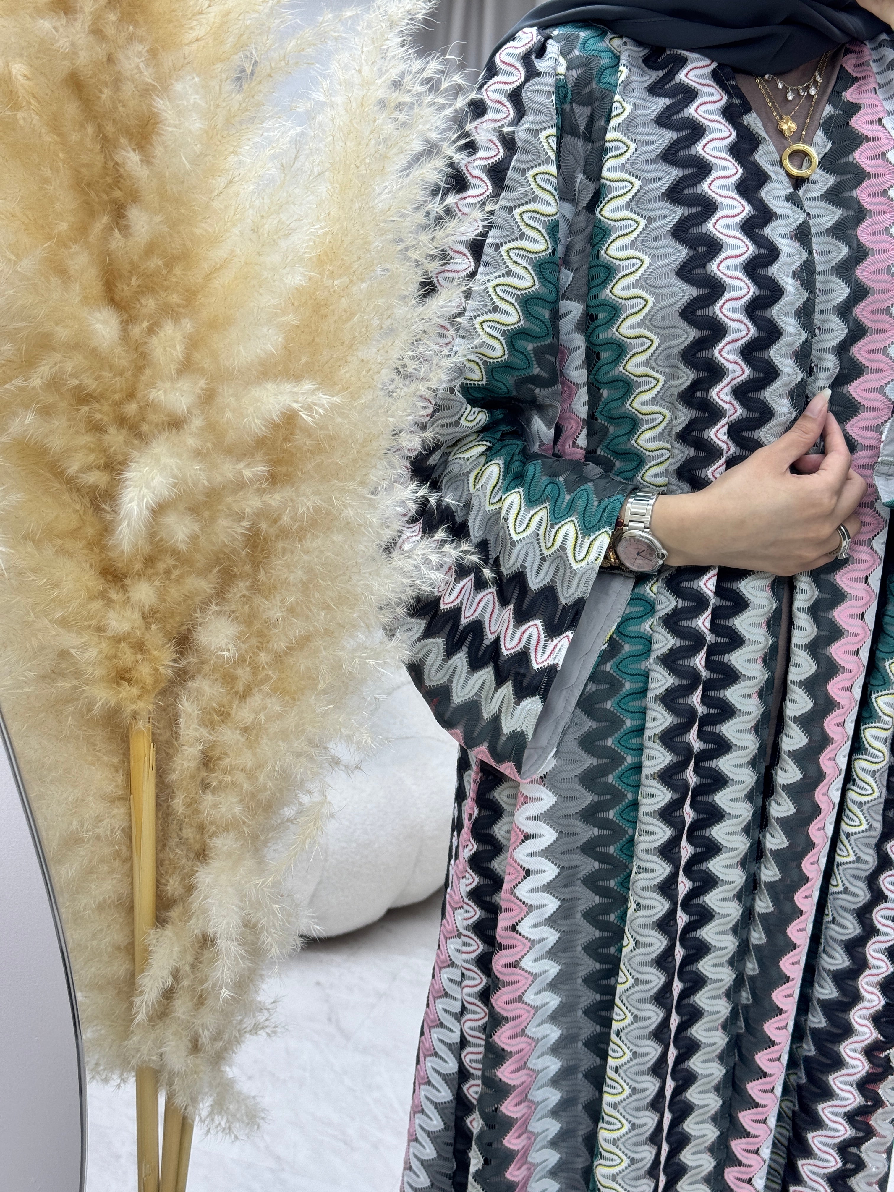 عباية موجة فضية خضراء C 1283-02