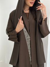 C 0831 Brown Beaded Abaya