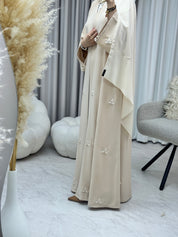 C 1284-01 Beige Blush Embroidered Abaya