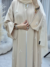 C 1284-01 Beige Blush Embroidered Abaya