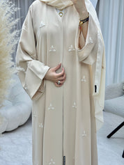 C 1284-01 Beige Blush Embroidered Abaya