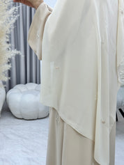C 1284-01 Beige Blush Embroidered Abaya