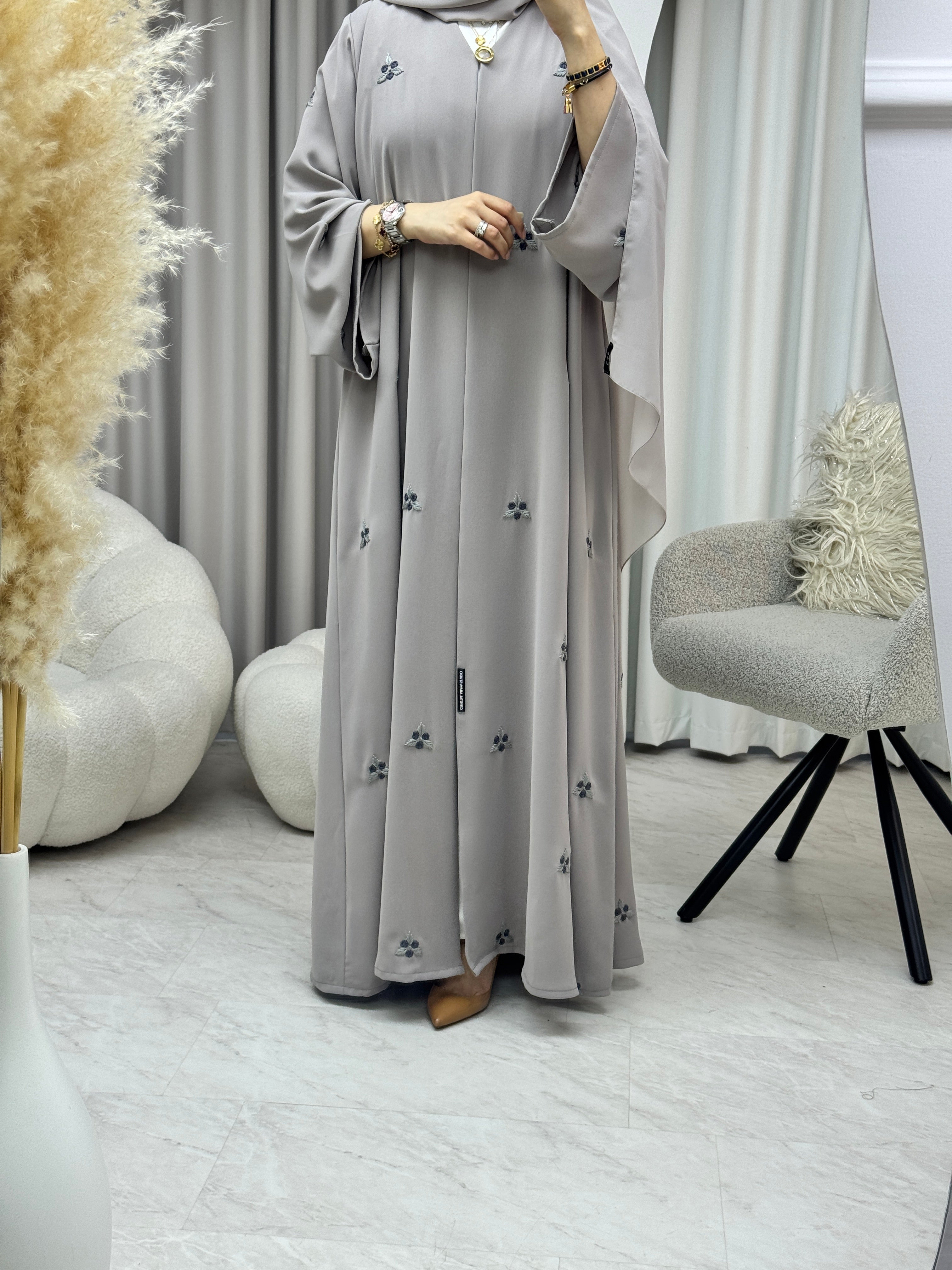 C 1284-03 Wisteria Bloom Embroidered Abaya