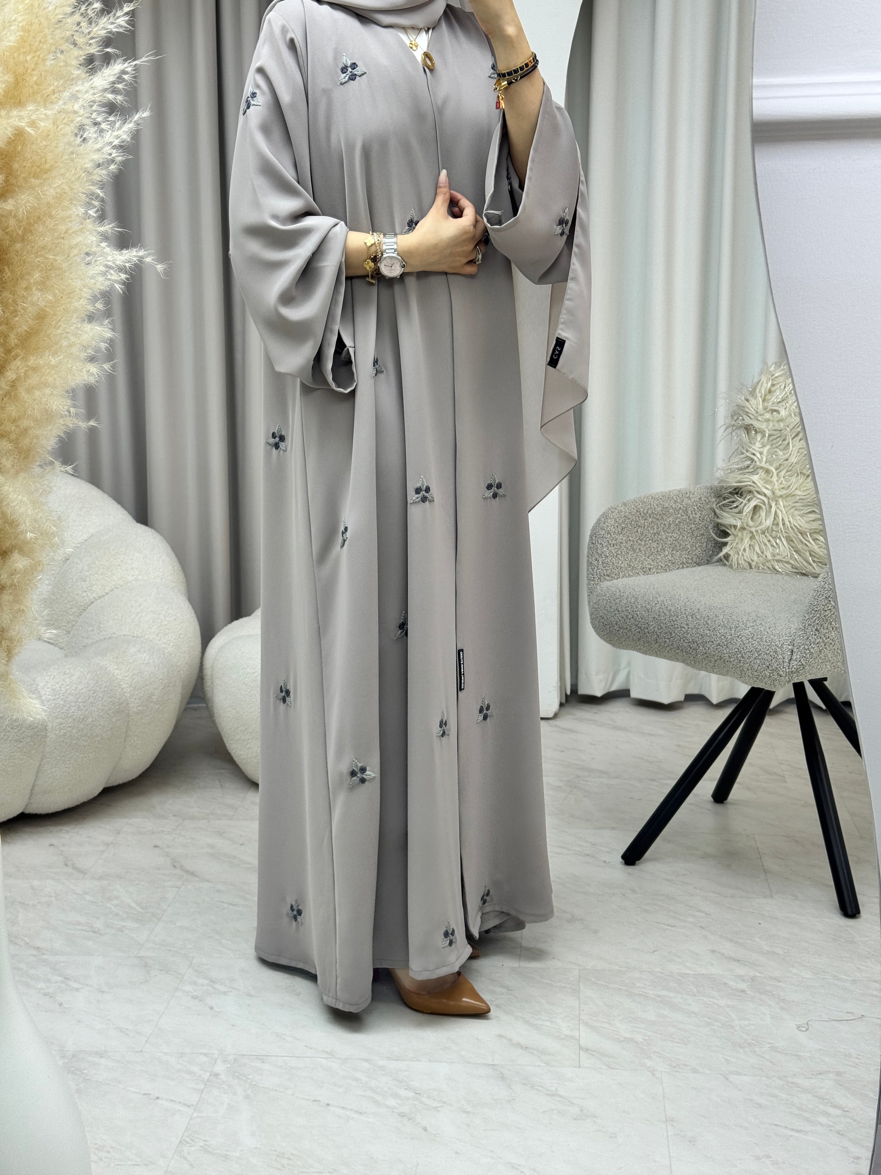 C 1284-03 Wisteria Bloom Embroidered Abaya