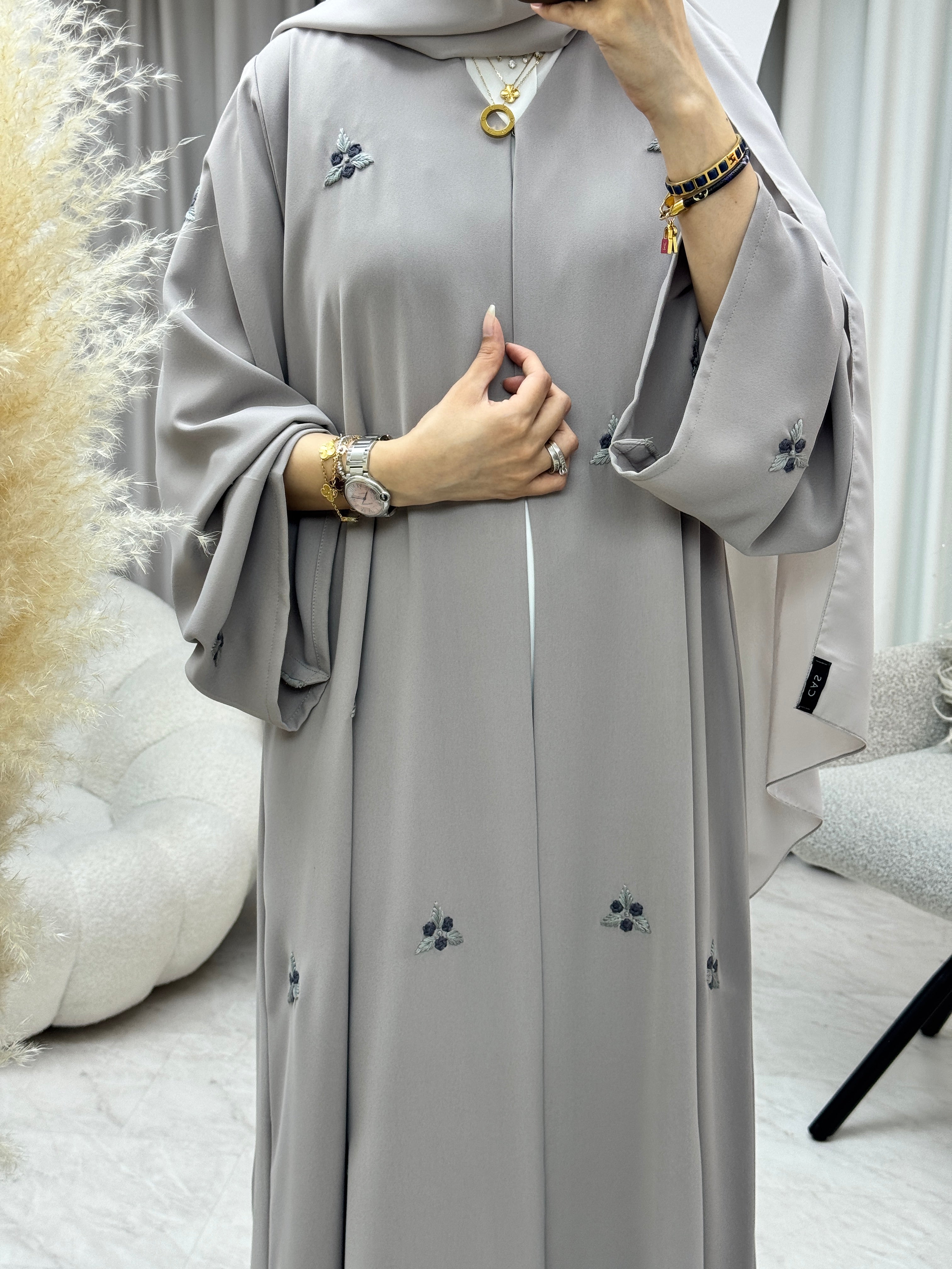 C 1284-03 Wisteria Bloom Embroidered Abaya