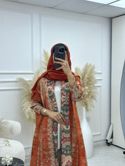 عباية برتقالية مطبوعة مطوية C RTW 04