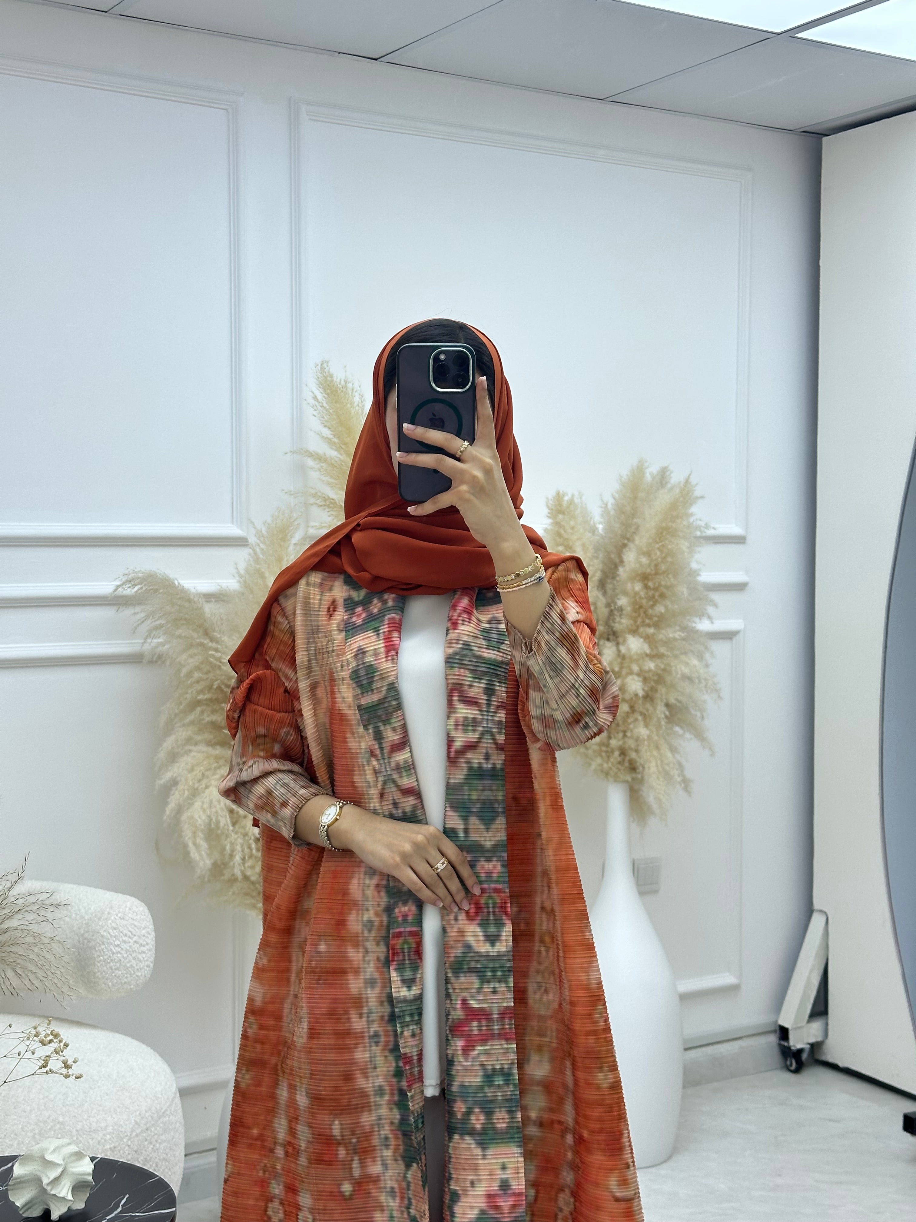 عباية برتقالية مطبوعة مطوية C RTW 04