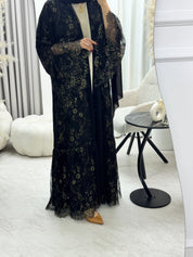 عباية مطرزة بزهرة الوستارية C 1284-03