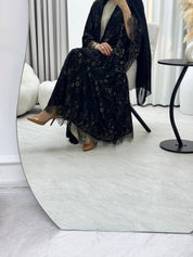 عباية مطرزة بزهرة الوستارية C 1284-03