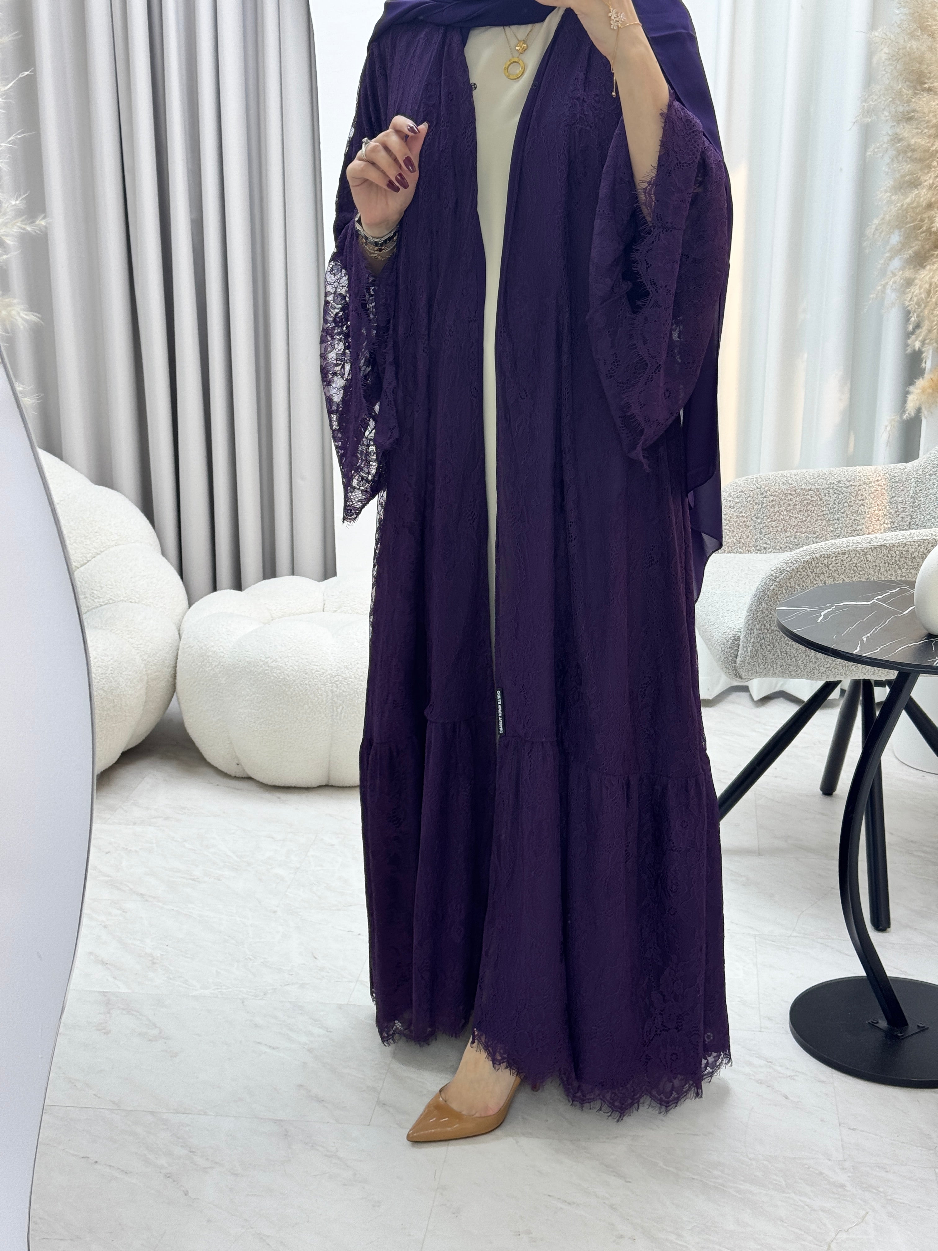 C 1290-01 Indigo Dantel Abaya