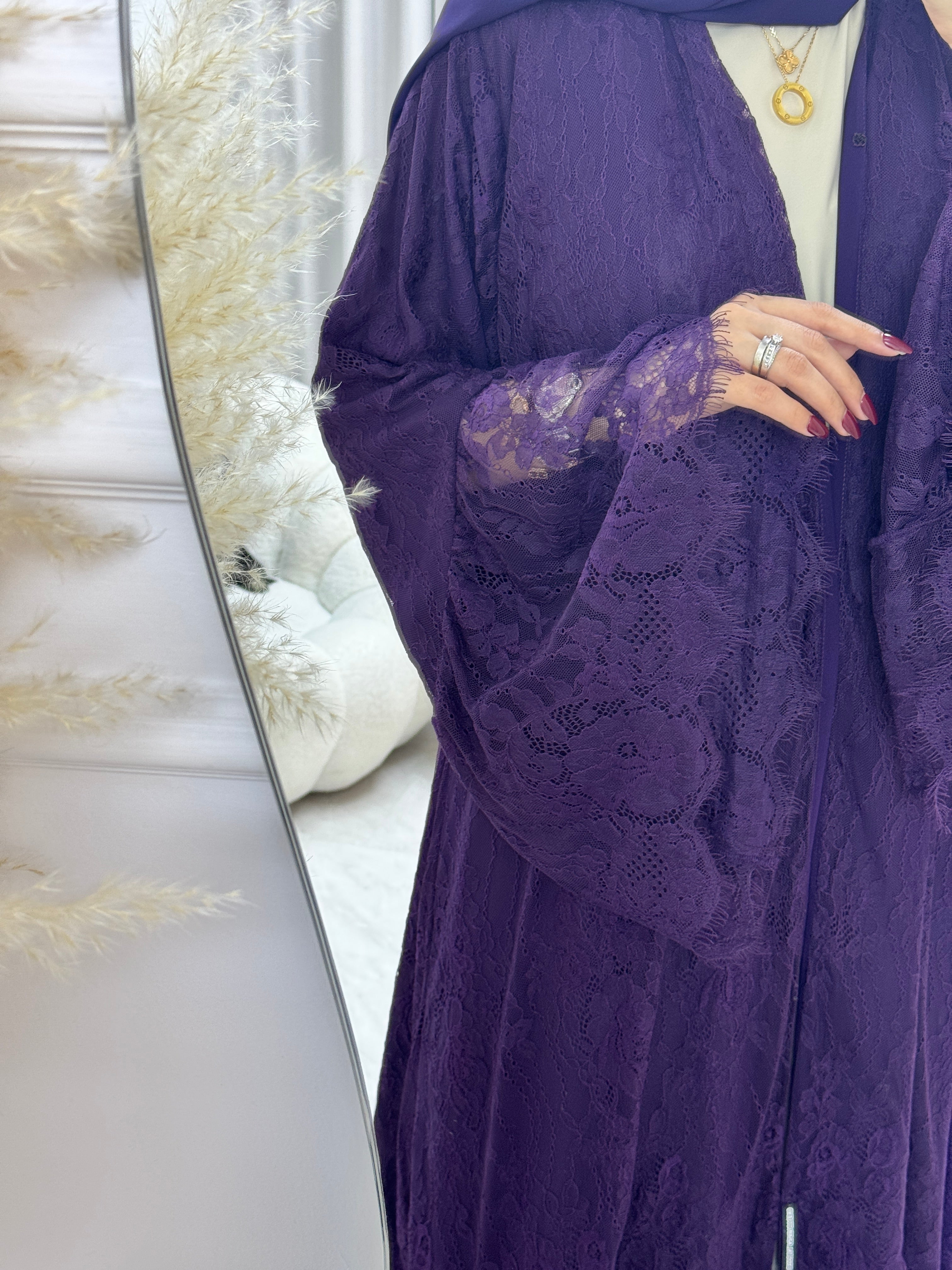 C 1290-01 Indigo Dantel Abaya